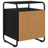 Bedside Cabinet Black Oak Engineered Wood - Rear View