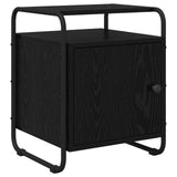 Bedside Cabinet 2 pcs Black Oak Engineered Wood - Side View