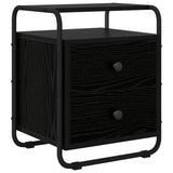Bedside Cabinet Black Oak Engineered Wood - Front View