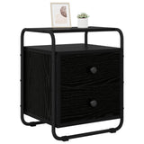 Bedside Cabinet Black Oak Engineered Wood - Side View