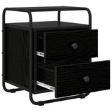 Bedside Cabinet 2 pcs Black Oak Engineered Wood - 45-Degree Angle