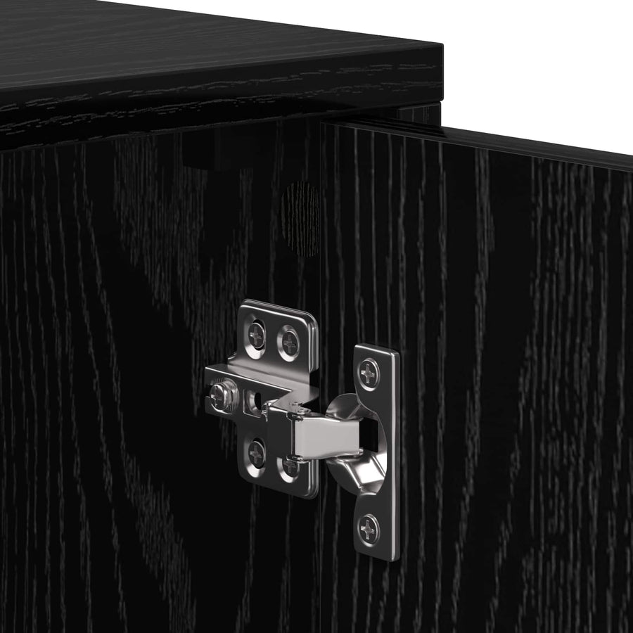 Bedside Cabinet Black Oak Engineered Wood