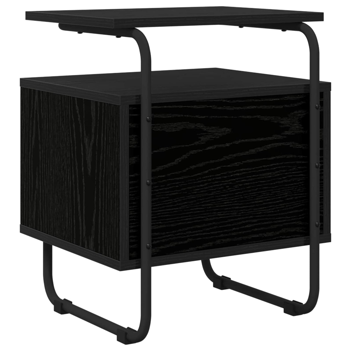 Bedside Cabinet Black Oak Engineered Wood