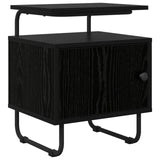 Bedside Cabinet 2 pcs Black Oak Engineered Wood - Side View