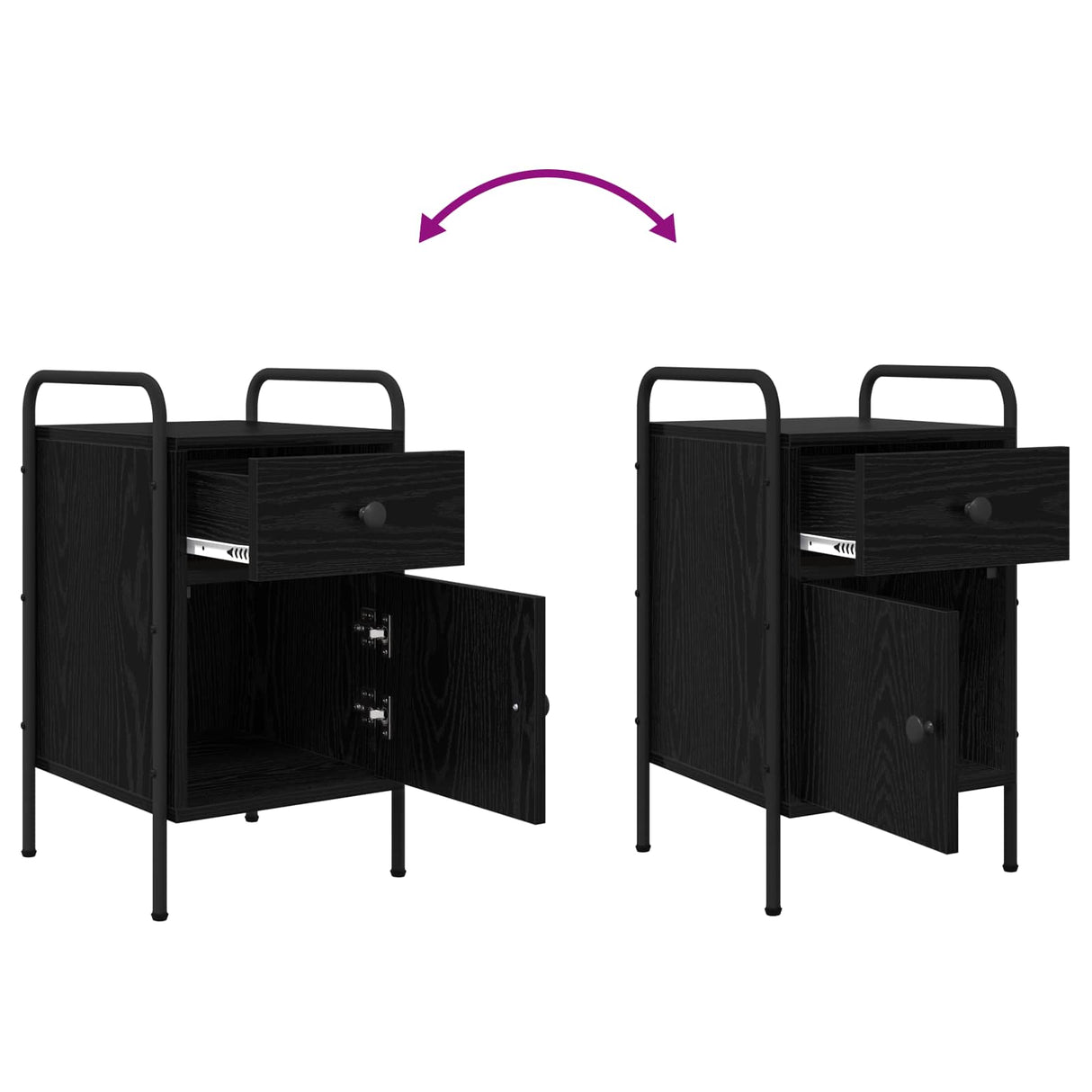 Bedside Cabinet Black Oak 35 x 36.5 x 61 cm Engineered Wood