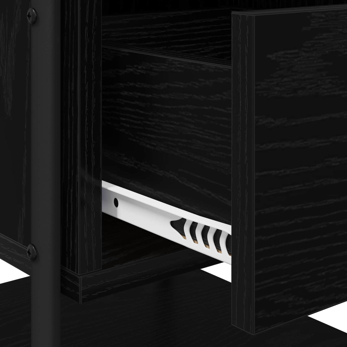 Bedside Cabinet Black Oak Engineered Wood