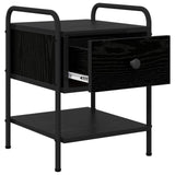 Bedside Cabinet Black Oak Engineered Wood