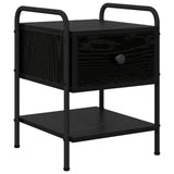 Bedside Cabinet 2 pcs Black Oak Engineered Wood - Top-Down View