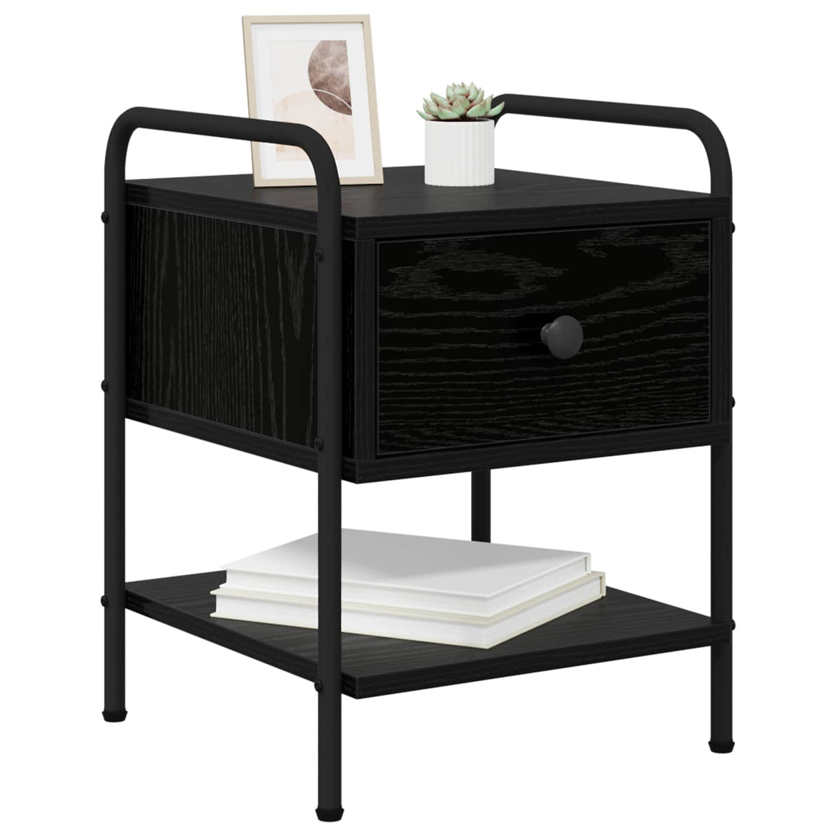 Bedside Cabinet 2 pcs Black Oak Engineered Wood