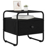 Bedside Cabinet Black Oak 40 x 39.5 x 40 cm Engineered Wood - Side View
