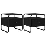 Bedside Cabinet 2 pcs Black Oak 40 x 39.5 x 40 cm - Front View