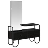 Dressing Table with Drawer with Shelf Black Oak Engineered Wood - Front View