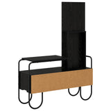 Dressing Table with Drawer with Shelf Black Oak Engineered Wood - Close-Up Angle
