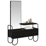 Dressing Table with Drawer with Shelf Black Oak Engineered Wood - Side View