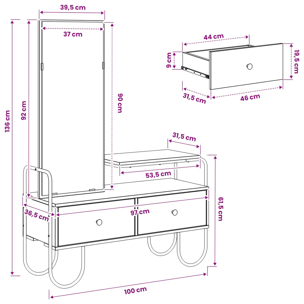 Dressing Table Artisan Oak Engineered Wood