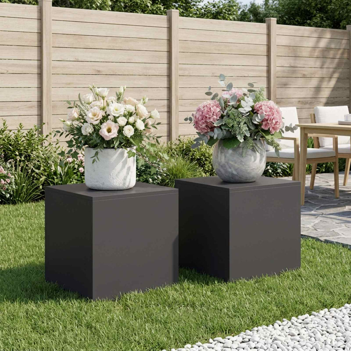 Plant Stand 2 pcs Black 40 x 40 x 40 cm Steel