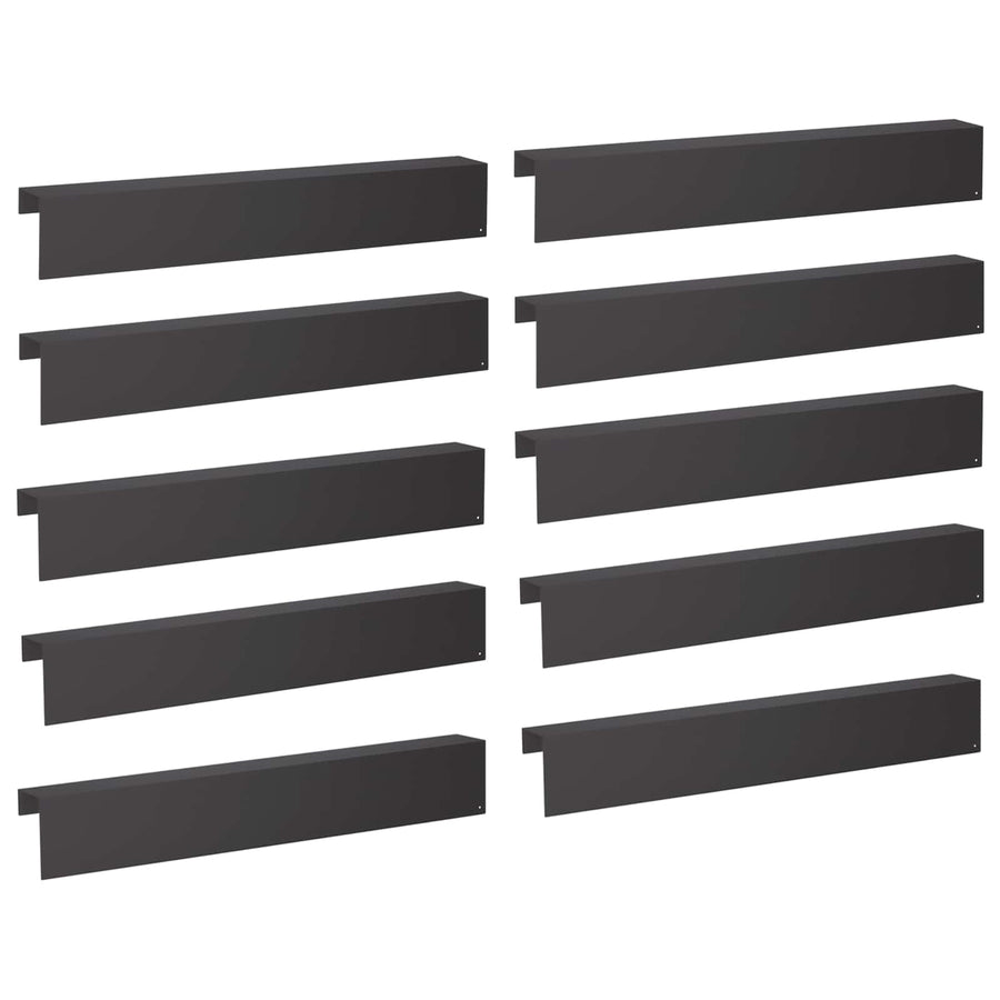 Garden Edging Cover 10 pcs 100 x 10 x 15 cm Steel Black