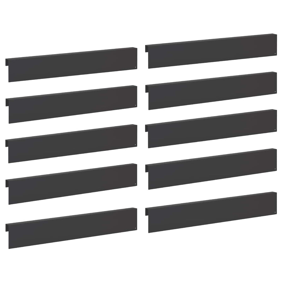 Garden Edging Cover 10 pcs 100 x 5 x 15 cm Steel Black