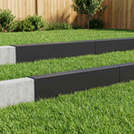 Garden Edging Cover 10 pcs 100 x 6 x 15 cm Steel Black