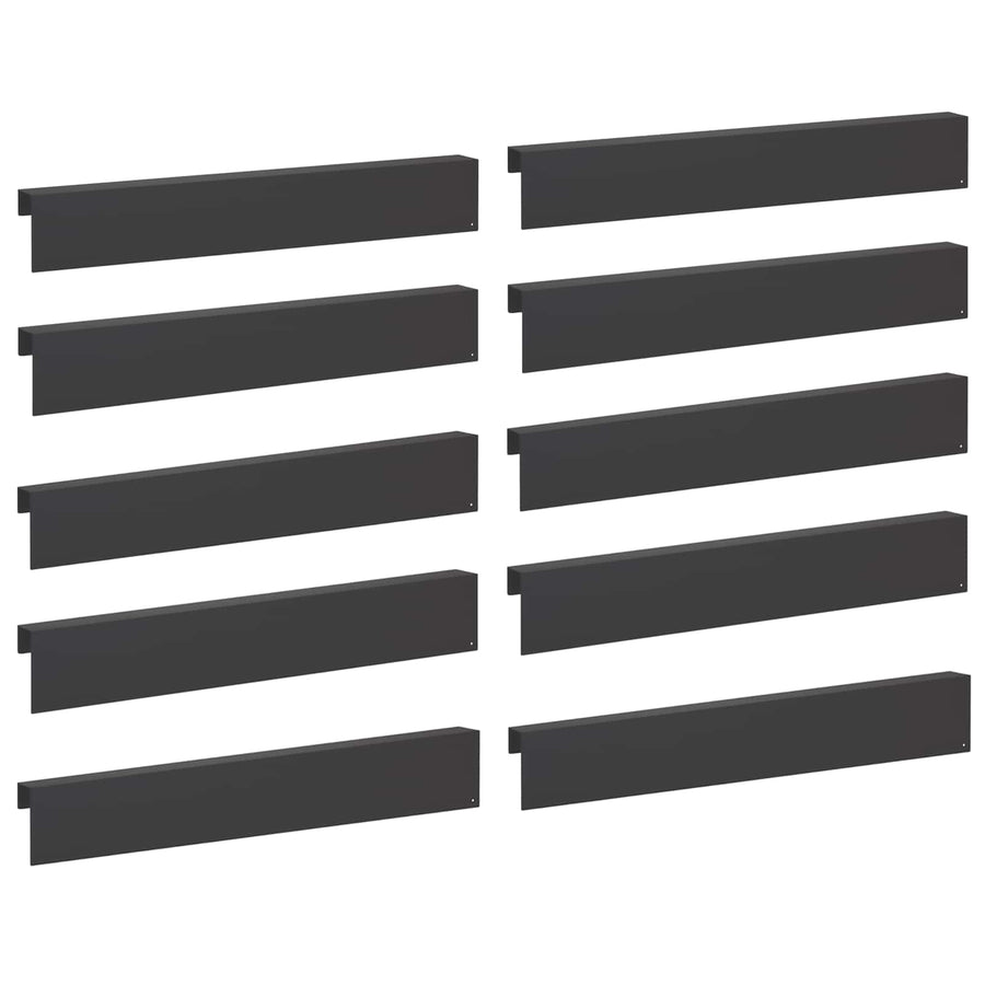 Garden Edging Cover 10 pcs 100 x 6 x 15 cm Steel Black