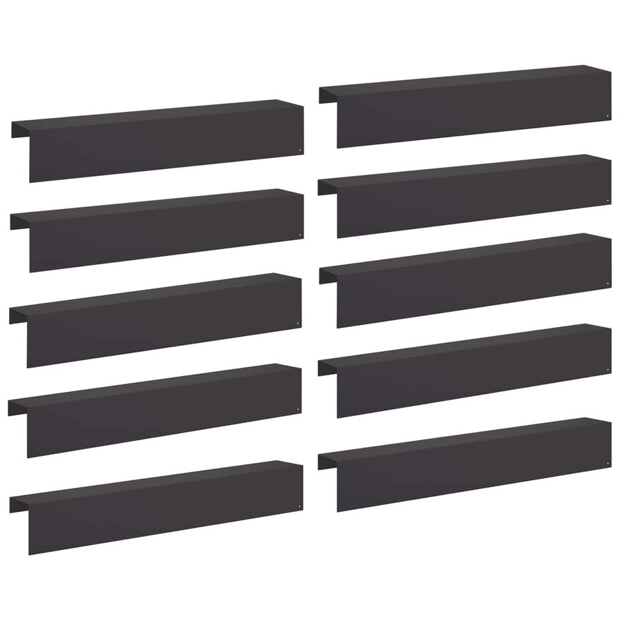 Garden Edging Cover 10 pcs 100 x 20 x 15 cm Steel Black