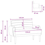 Loveseat with button tufted Black 116 x 67 x 80 cm Fabric - Extra Image