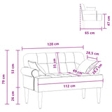 Loveseat with button tufted Black 120 x 65 x 79 cm Fabric