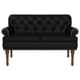 Loveseat with button tufted Black 120 x 65 x 77 cm Faux Leather - Front View