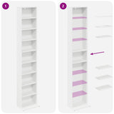 CD Cabinet White 33 x 23.5 x 175 cm Engineered Wood - Low Angle