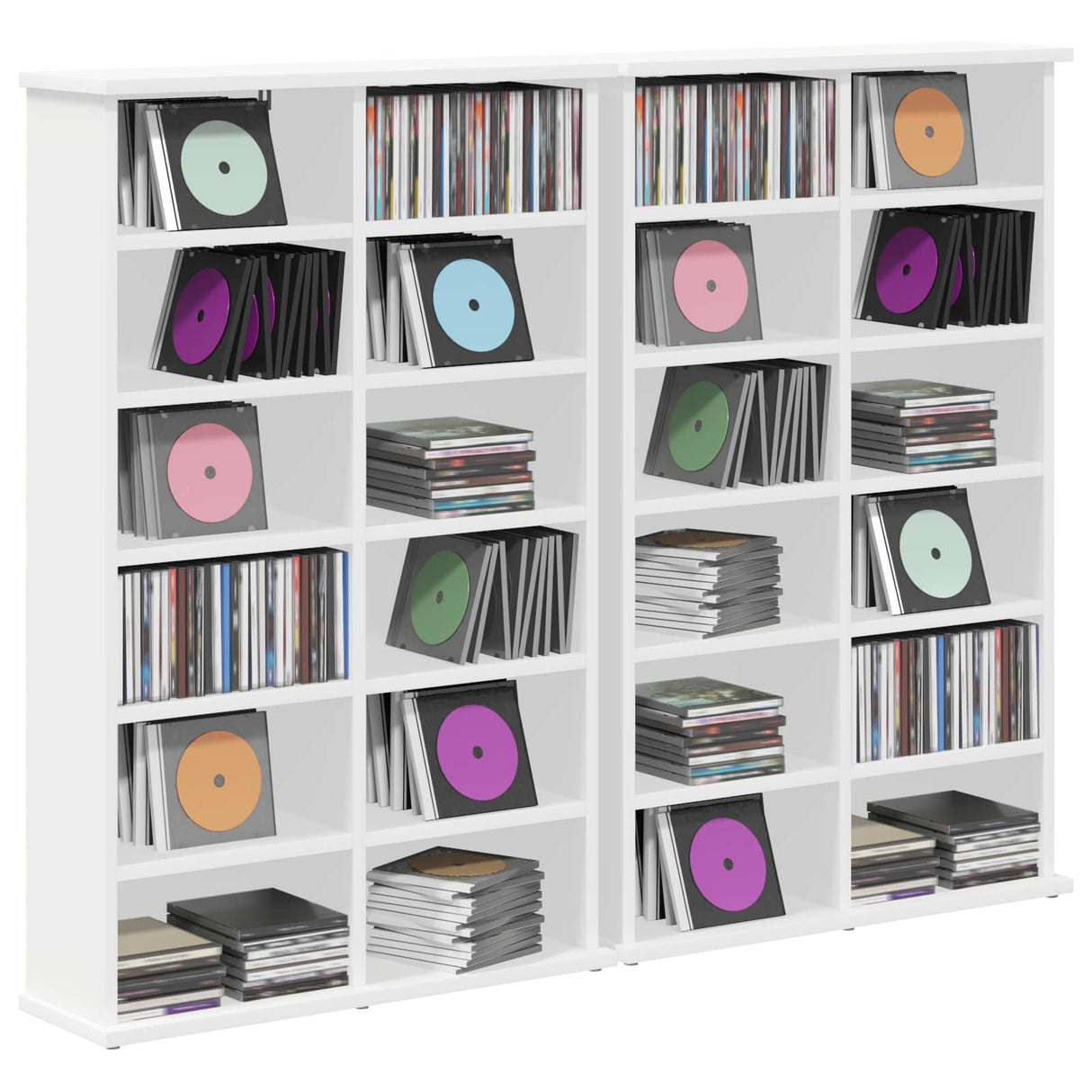 CD Cabinet 2 pcs White 60 x 17 x 92 cm Engineered Wood