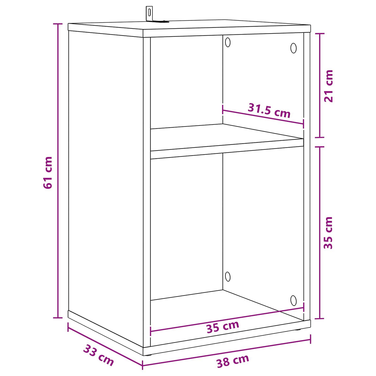 Record Cabinet White 38 x 33 x 61 cm Engineered Wood
