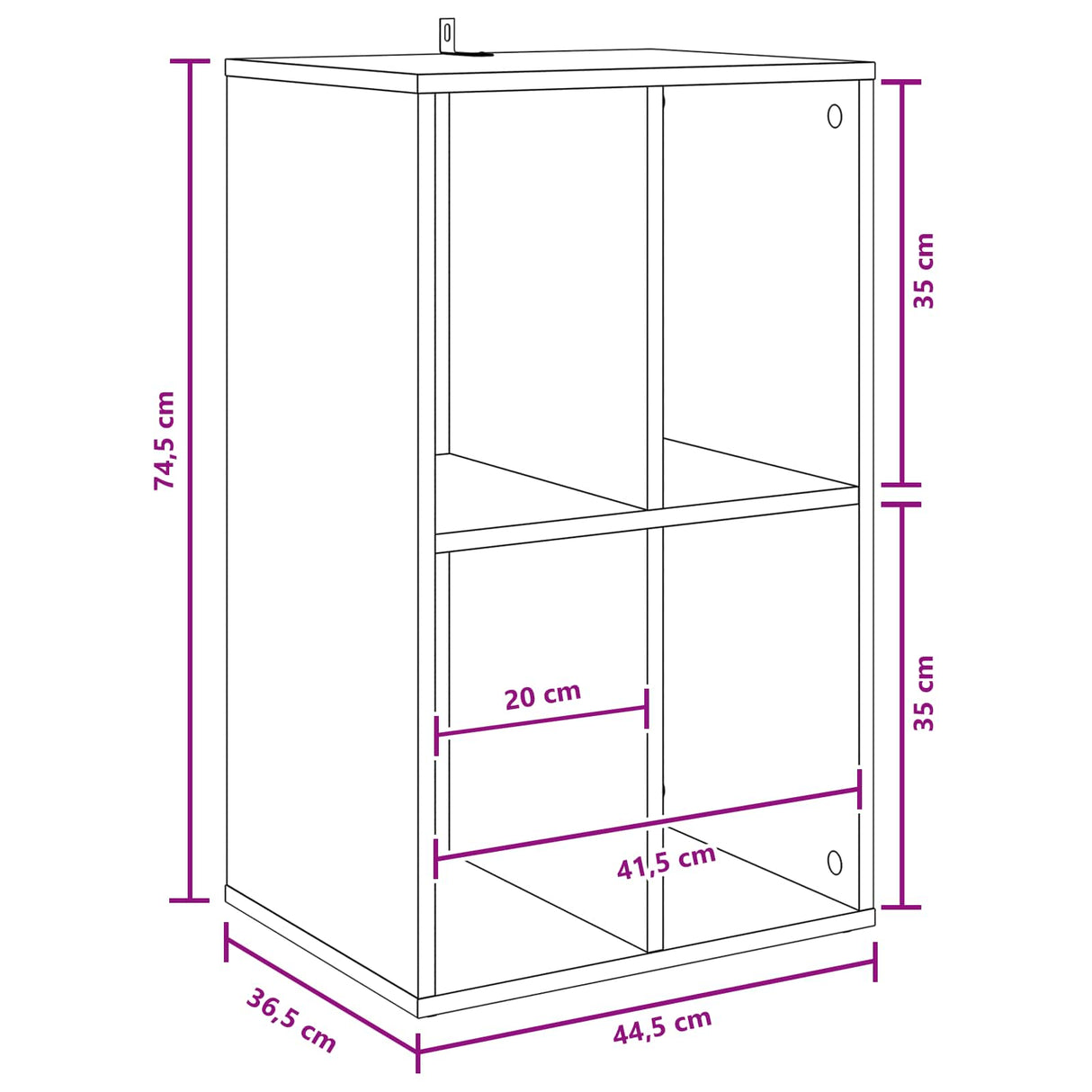Record Cabinet White 44.5 x 36.5 x 74.5 cm Engineered Wood
