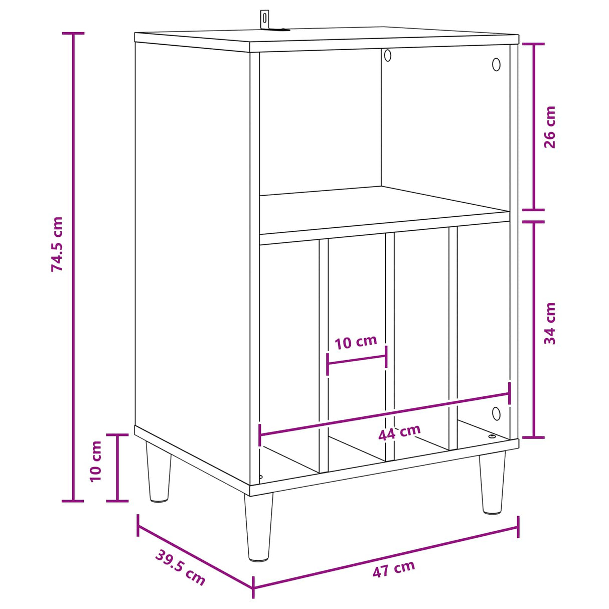 Turntable Stand White 47 x 39.5 x 74.5 cm Engineered Wood