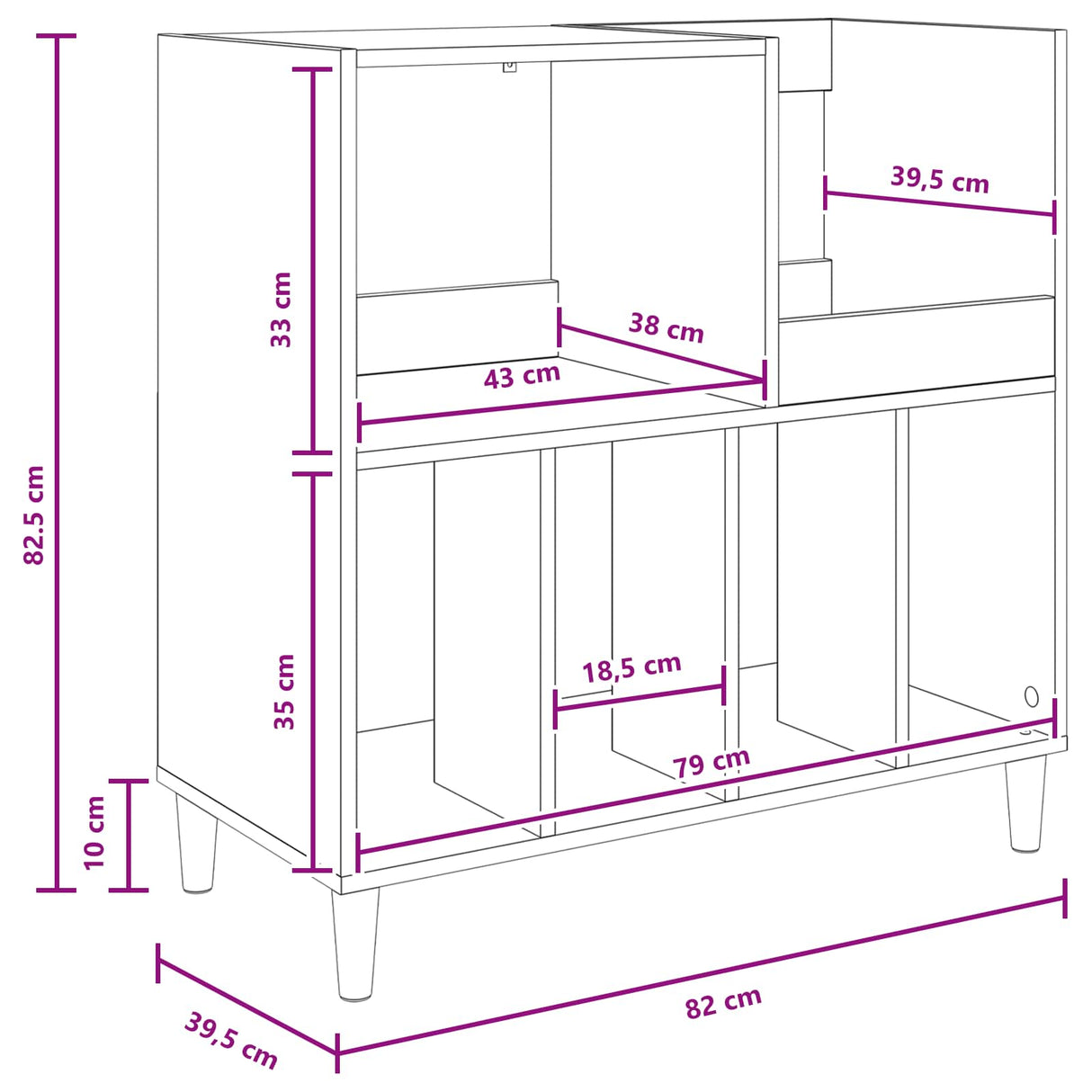 Record Player Stand White 82 x 39.5 x 82.5 cm Engineered Wood