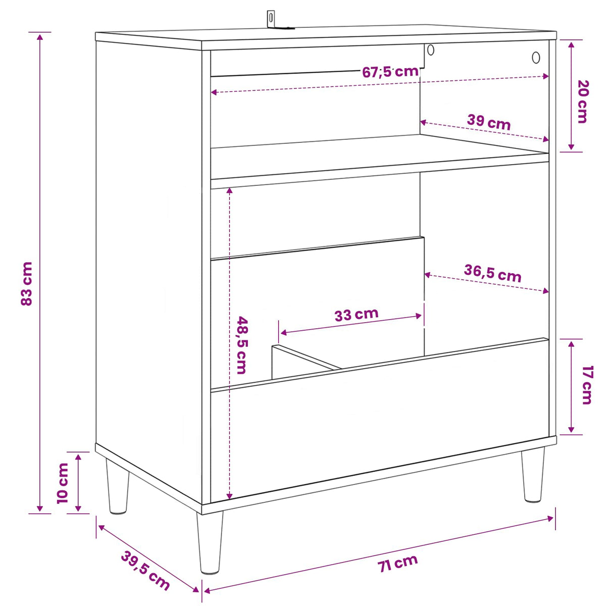 Record Player Stand White 71 x 39.5 x 83 cm Engineered Wood