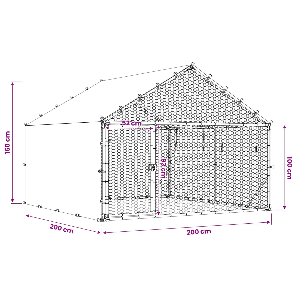 Chicken Coop with Roof Silver 200 x 200 x 150 cm