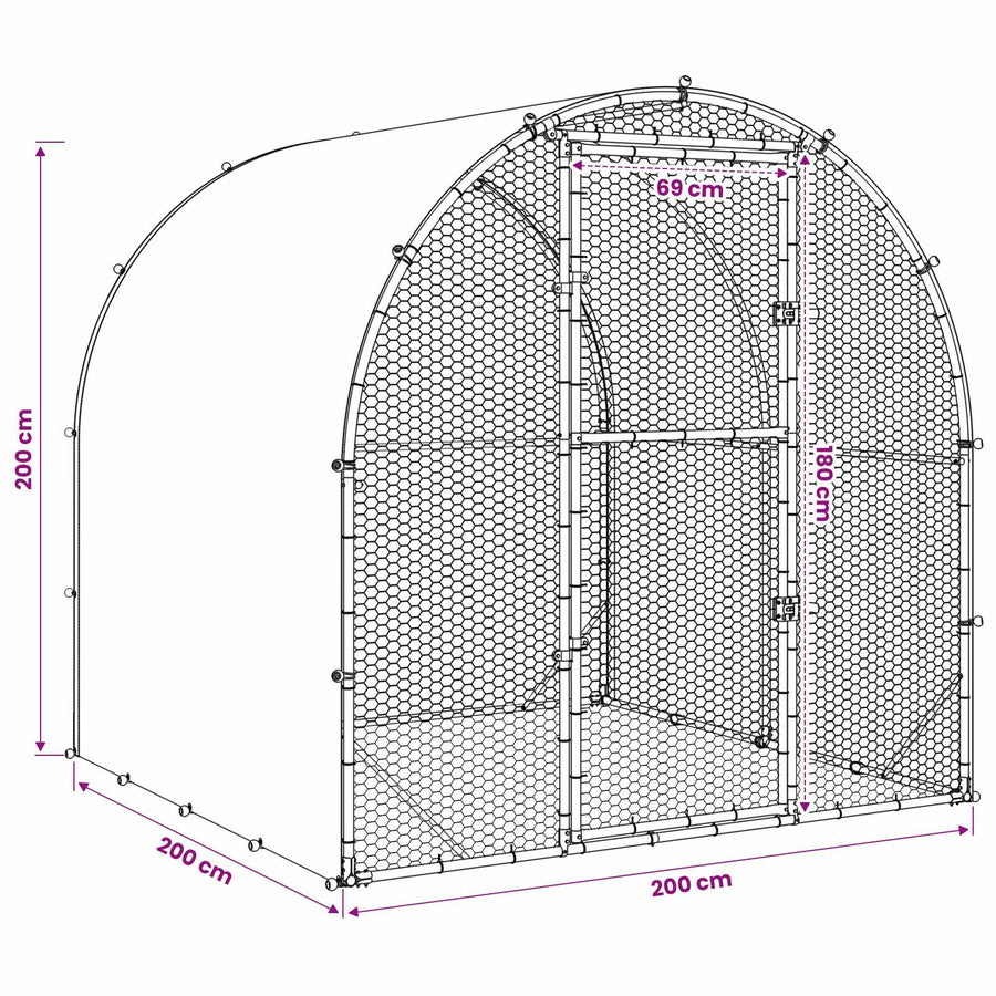 Chicken Coop Silver 200 x 200 x 200 cm Galvanised Steel