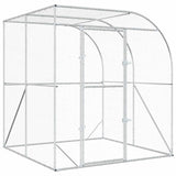 Chicken Coop Silver 200 x 200 x 215 cm Galvanised Steel - Front View