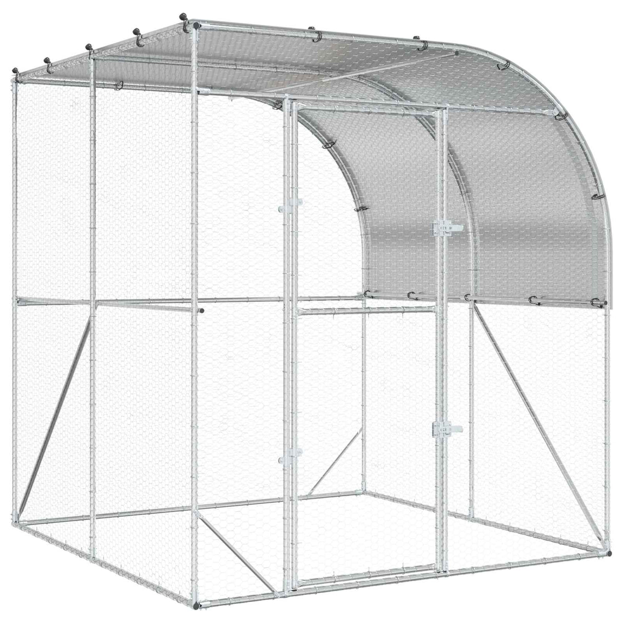 Chicken Coop Silver 200 x 200 x 215 cm Galvanised Steel