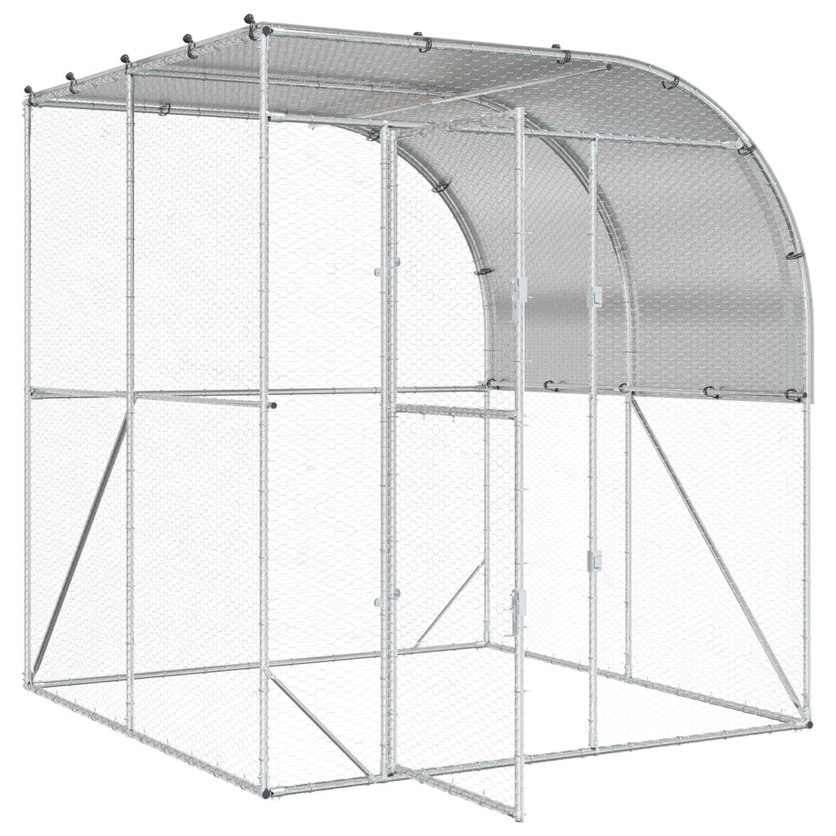 Chicken Coop Silver 200 x 200 x 215 cm Galvanised Steel