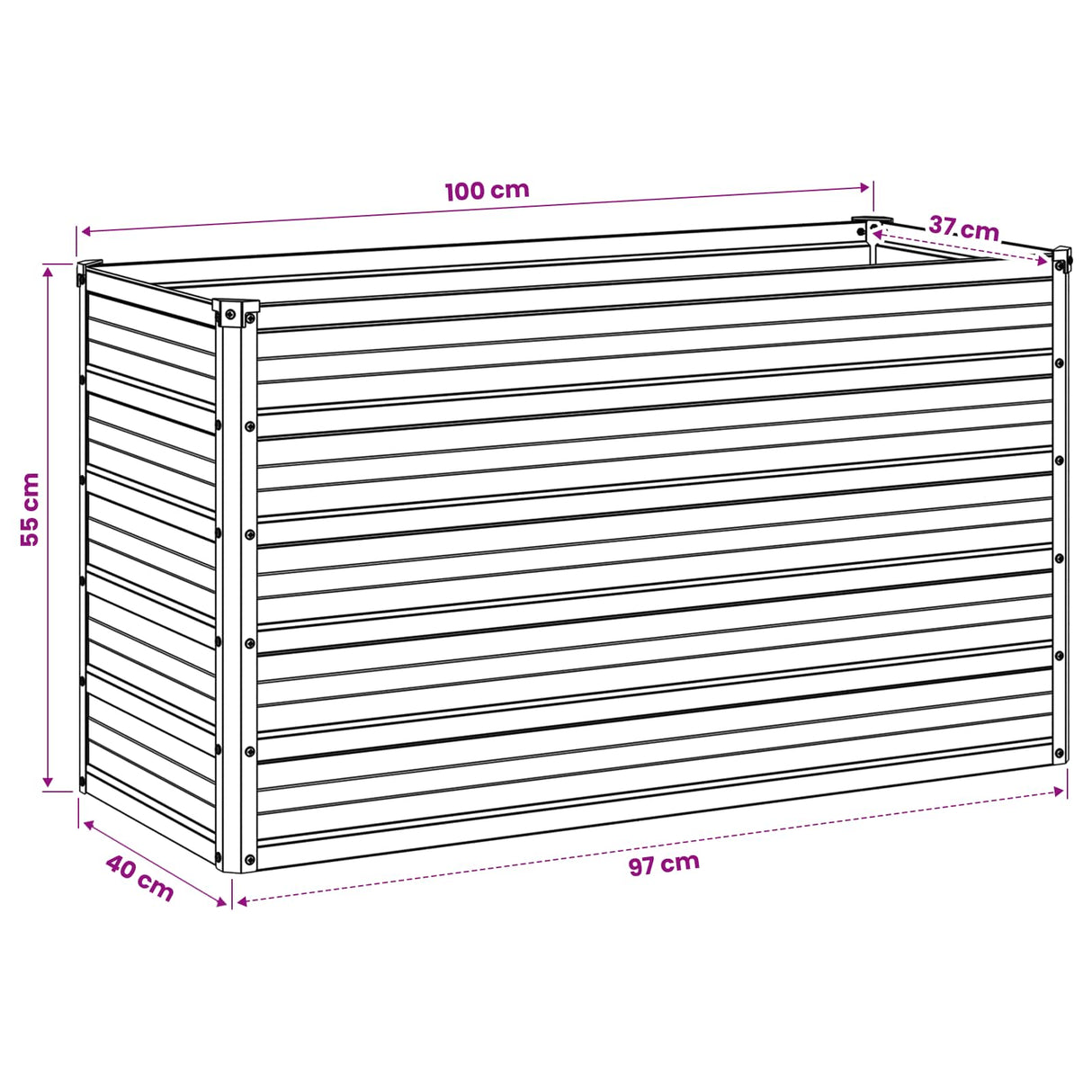 Raised Garden Bed Rusty 100 x 40 x 55 cm corton