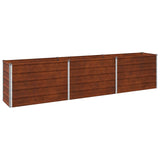 Raised Garden Bed Rusty 240 x 40 x 55 cm corton - Front View