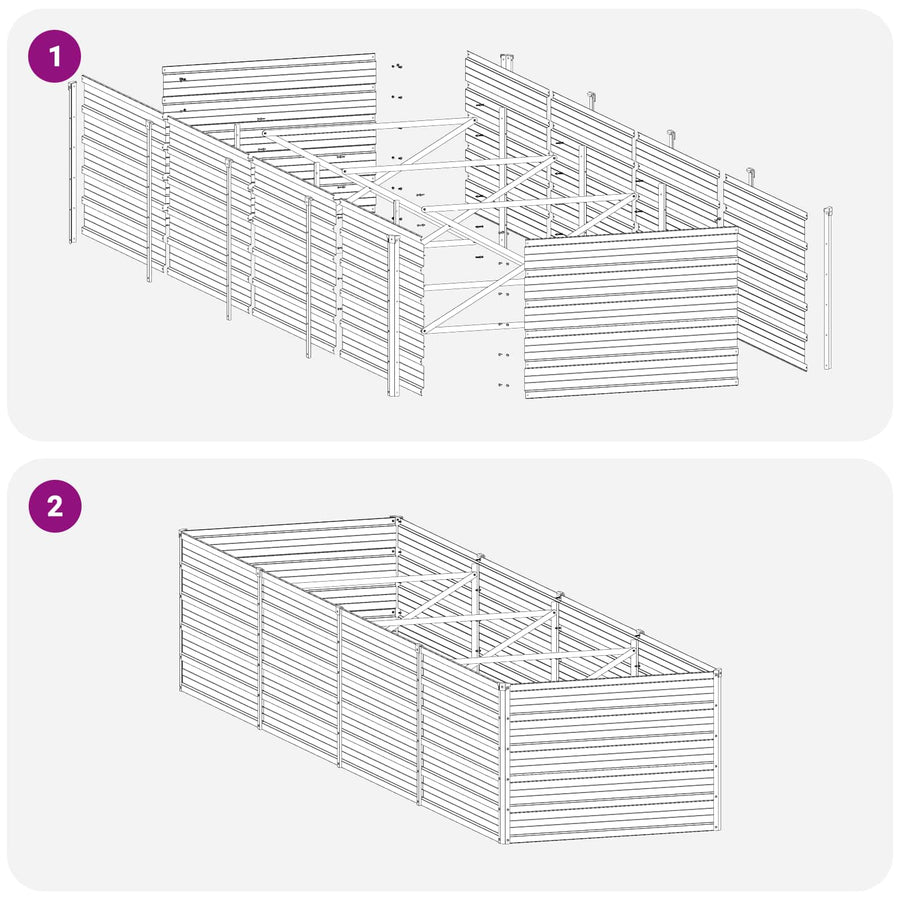 Raised Garden Bed Grey 321 x 80 x 55 cm Galvanised Steel
