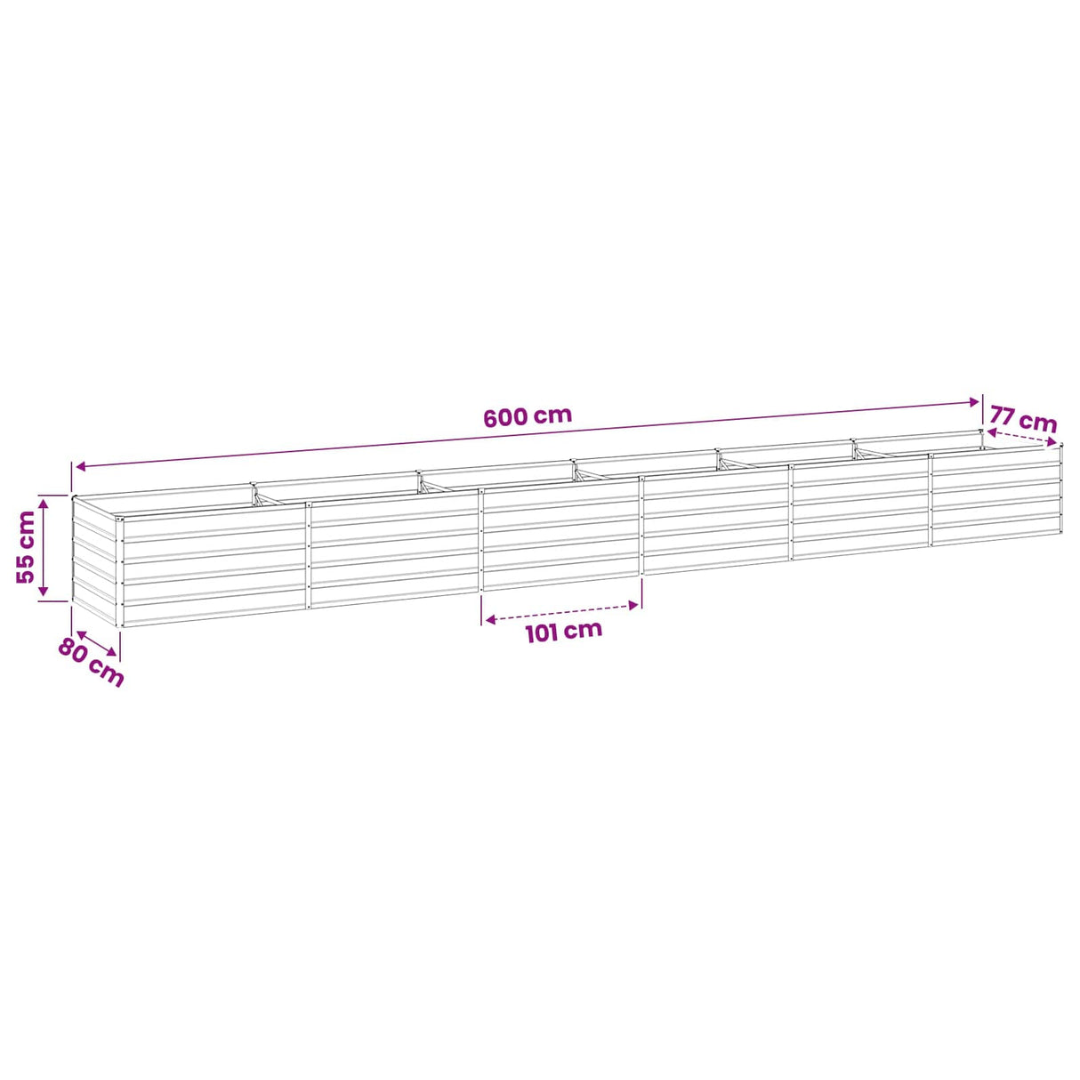 Raised Garden Bed Anthracite 600 x 80 x 55 cm cold-rolled steel