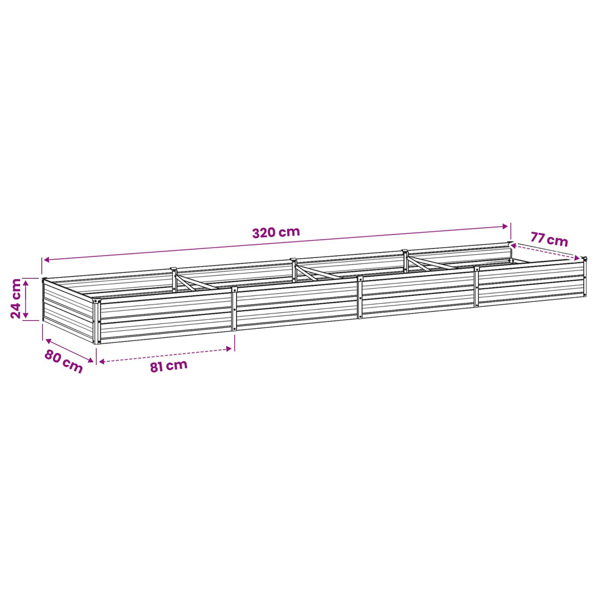 Raised Garden Bed Anthracite 320 x 80 x 24 cm cold-rolled steel