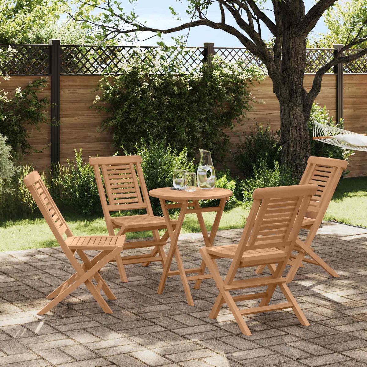 Garden Set 5 pcs Brown Solid Teak Wood