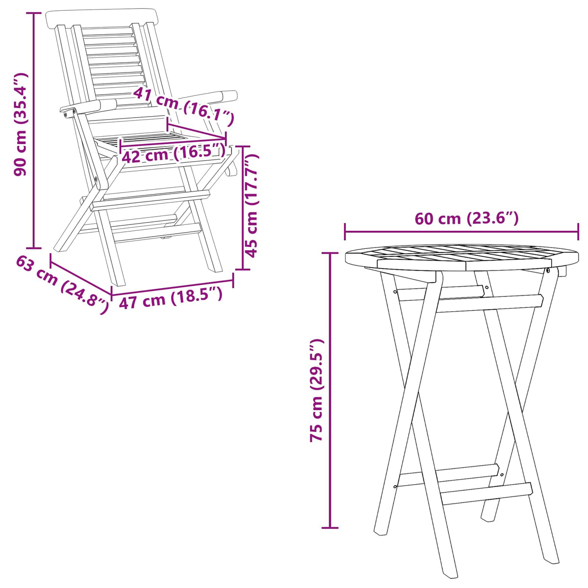 Garden Set 5 pcs Brown Solid Teak Wood