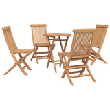 Garden Set 5 pcs Brown Solid Teak Wood - Front View