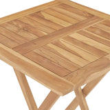 Folding Garden Dining Set 5 pcs Natural Solid Teak Wood - Low Angle