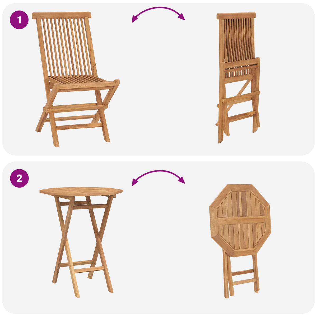 Garden Set 5 pcs Brown Solid Teak Wood